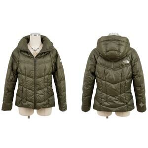 The North Face 550 Down Puffer Jacket Women's Olive Green  Winter Coat XS/P